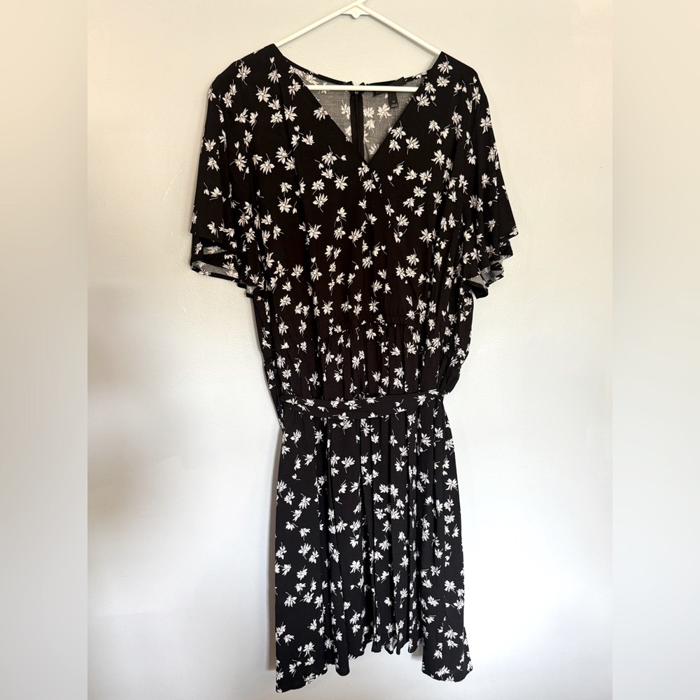 Lane Bryant Floral Black and White Dress